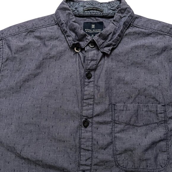 Roark Revival Shirt Mens Size M Short Sleeve Button Geometric Pocket Blue - Picture 2 of 5